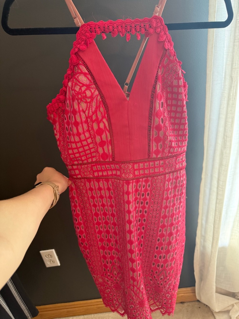 Hot Pink Lace Mini Dress